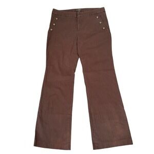 Y2K Banana Republic Stretch‎ Brown Herringbone Flare Sailor Trousers Size 12